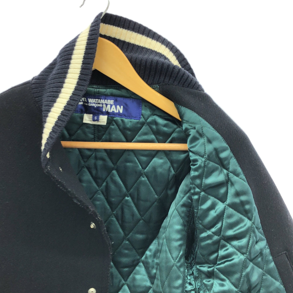 JUNYAWATANABE COMMEdesGARCONS MAN / ジュンヤワタナベマン | 2008AW | 牛革 カウレザー ウール スタジャン ブルゾン / キルティング総裏地 | S | ダークネイビー | メンズ