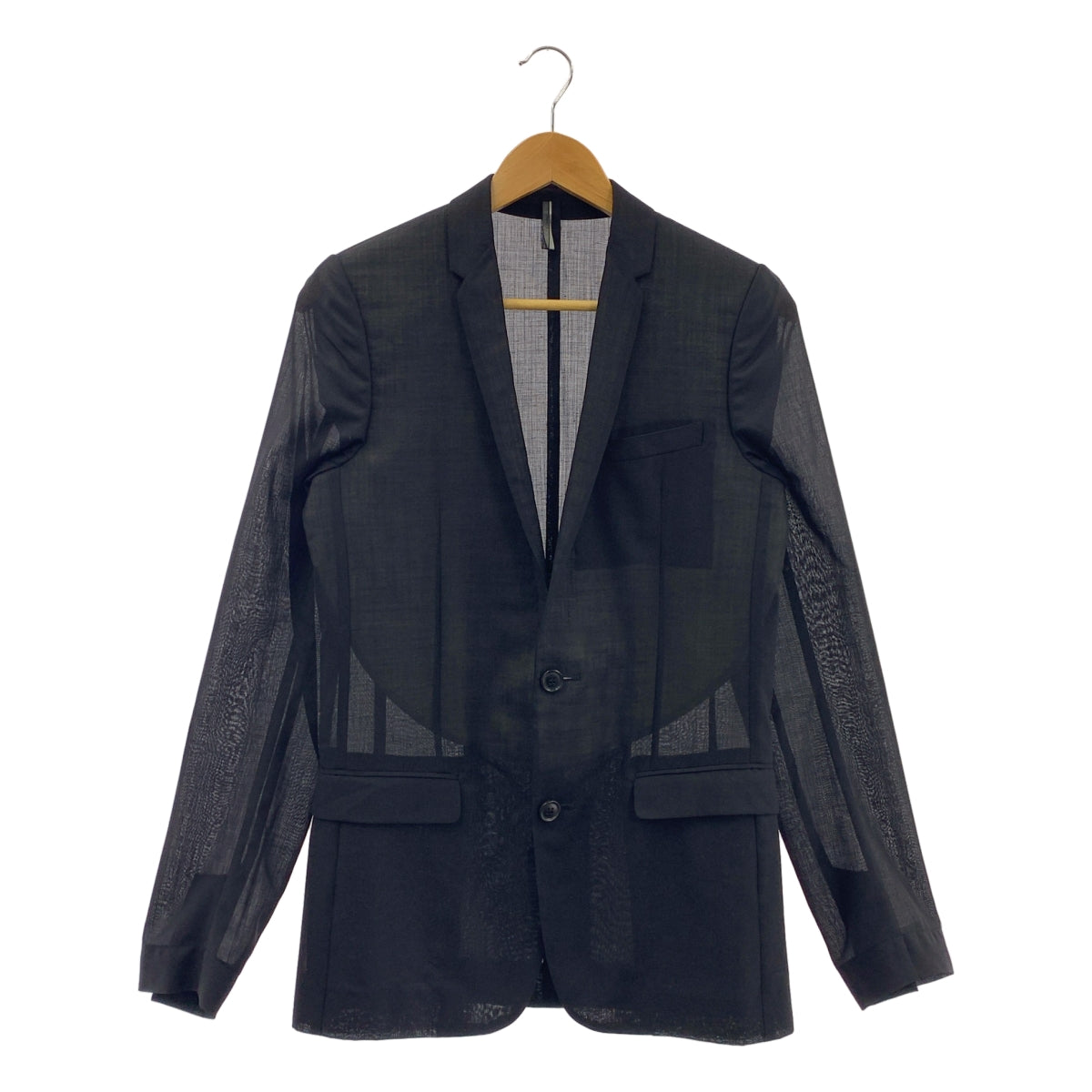 [狀況極佳] Dior Homme | 2010 春夏系列 | Kris Van Assche 羊毛混紡透視修身外套 | 尺寸 44 | 黑色 | 男款