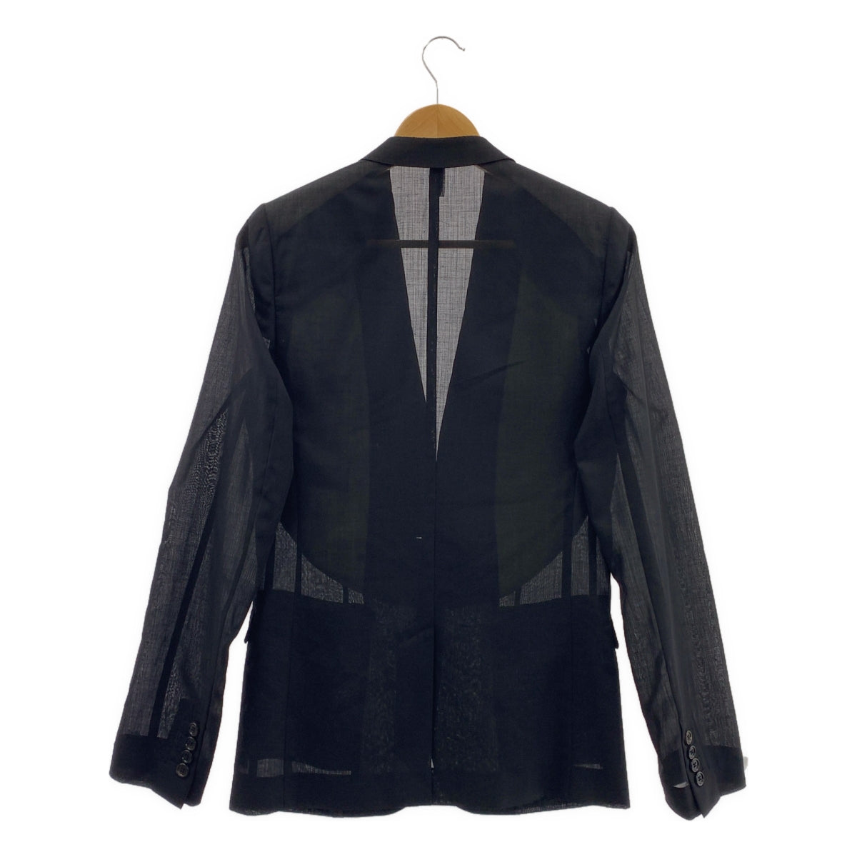 [狀況極佳] Dior Homme | 2010 春夏系列 | Kris Van Assche 羊毛混紡透視修身外套 | 尺寸 44 | 黑色 | 男款