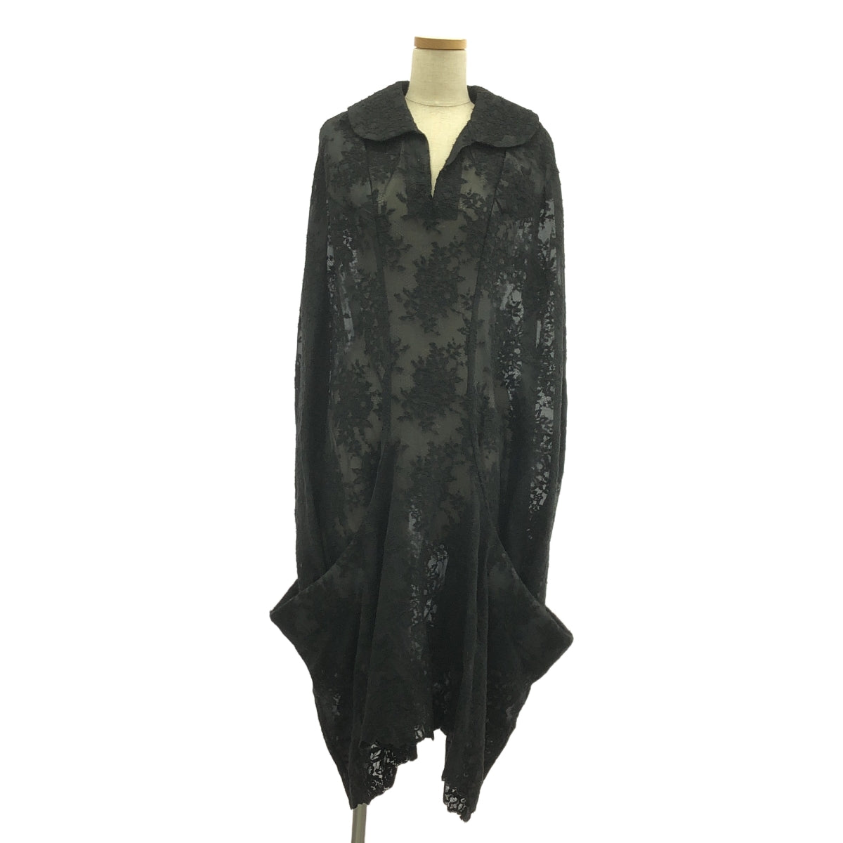 COMME des GARCONS / コムデギャルソン | 2015AW | 変形 丸襟 エンブロイダリー レース オーバー ワンピース / 総裏地 | S | ブラック | レディース