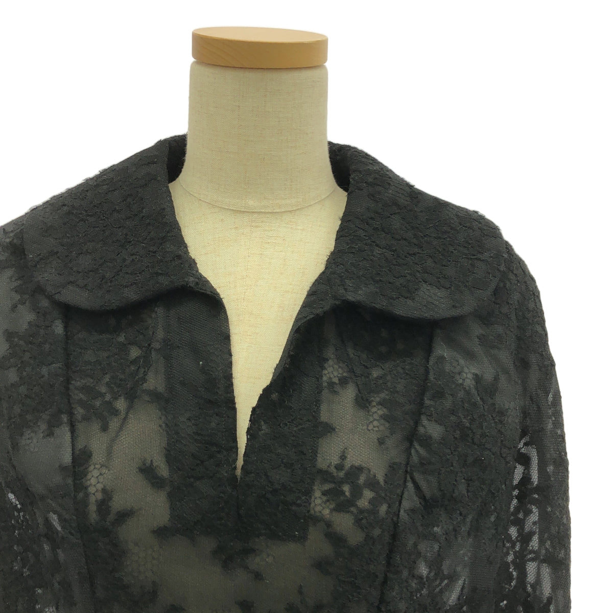 COMME des GARCONS / コムデギャルソン | 2015AW | 変形 丸襟 エンブロイダリー レース オーバー ワンピース / 総裏地 | S | ブラック | レディース