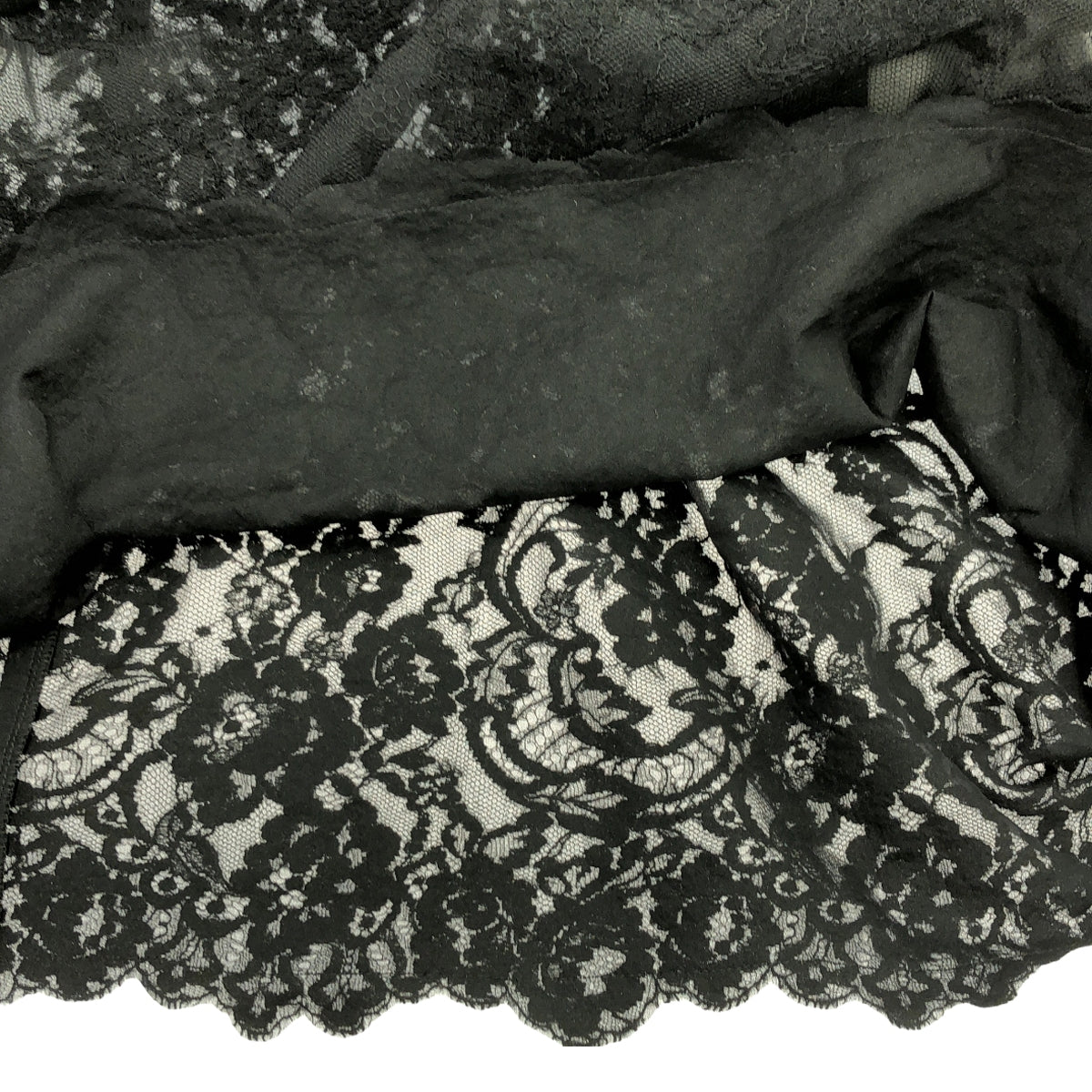 COMME des GARCONS / コムデギャルソン | 2015AW | 変形 丸襟 エンブロイダリー レース オーバー ワンピース / 総裏地 | S | ブラック | レディース