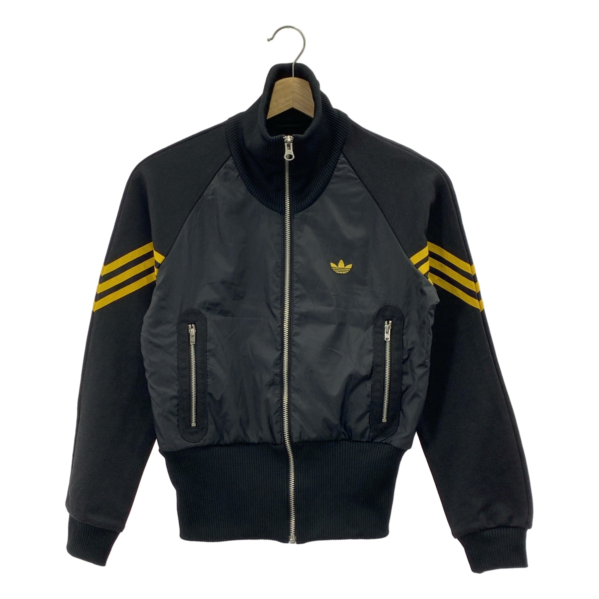 adidas / アディダス | 異素材 トラック ジャケット | S | ブラック/イエロー | レディース