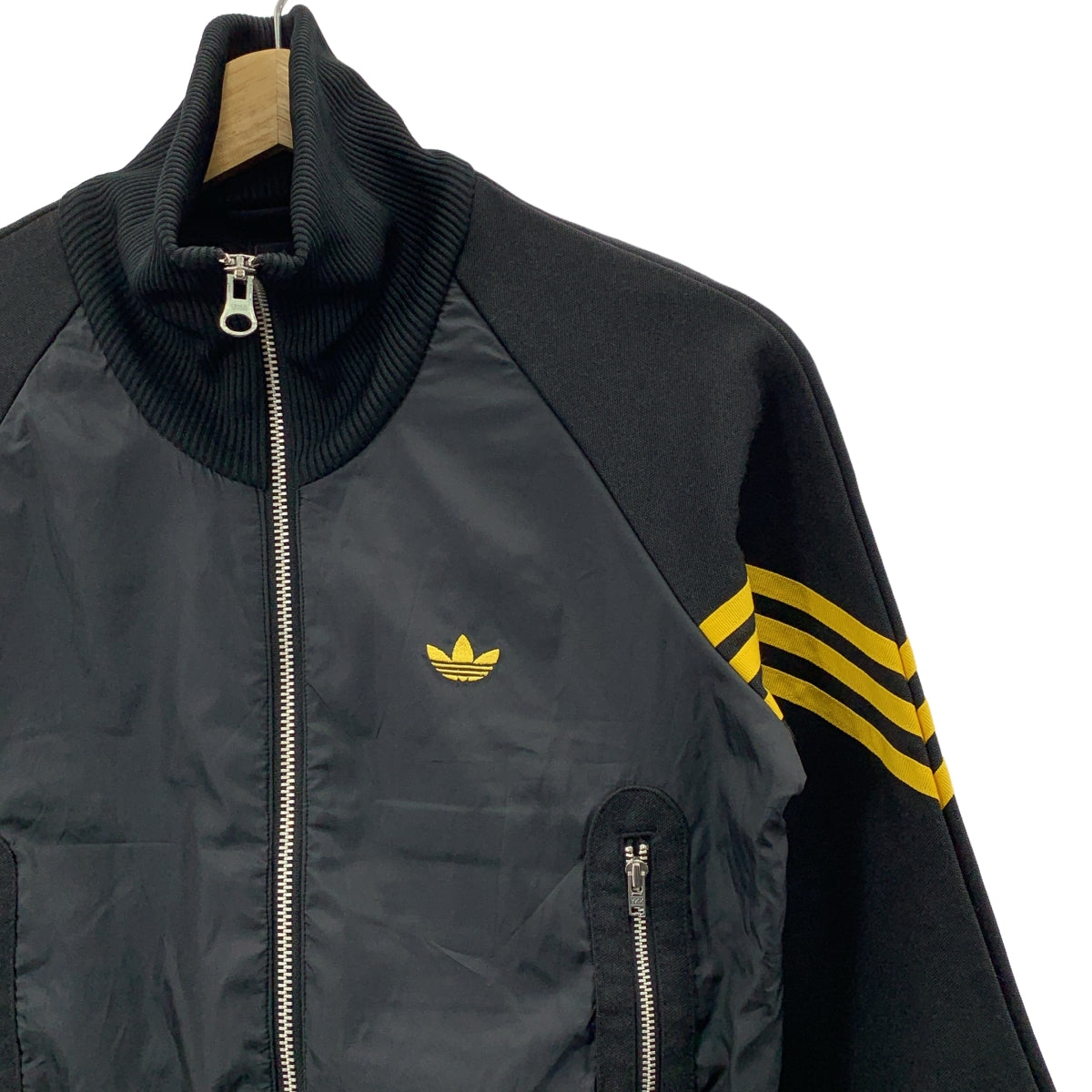 adidas / アディダス | 異素材 トラック ジャケット | S | ブラック/イエロー | レディース