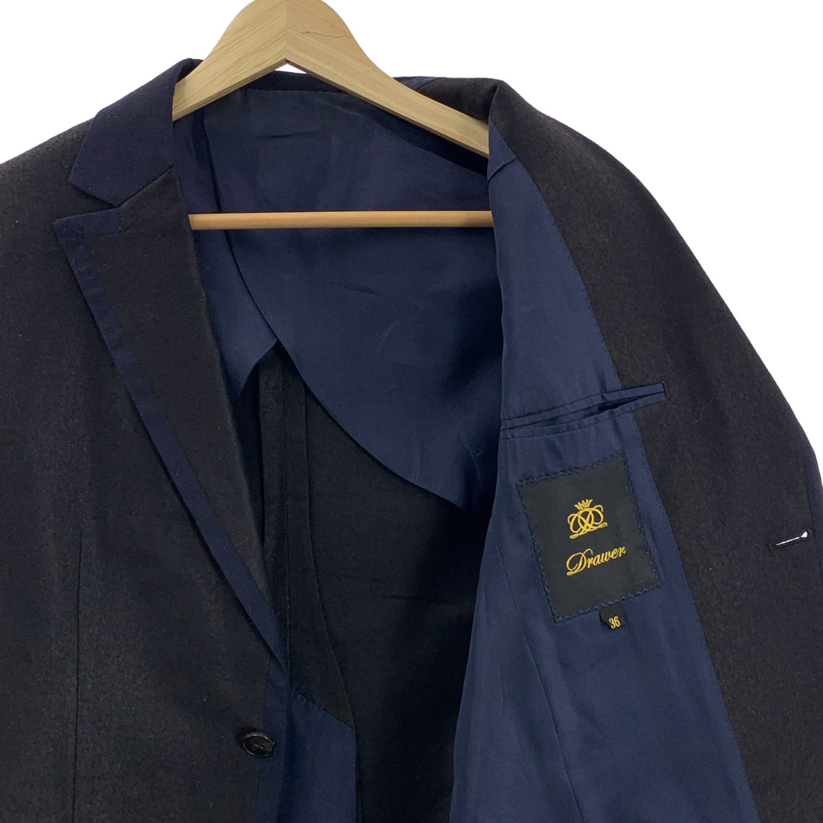 再値下げ Drawerドゥロワー ウールジャケット コート38美品 Drawer / ドゥロワー | ウール バイカラー テ－ラードジャケット