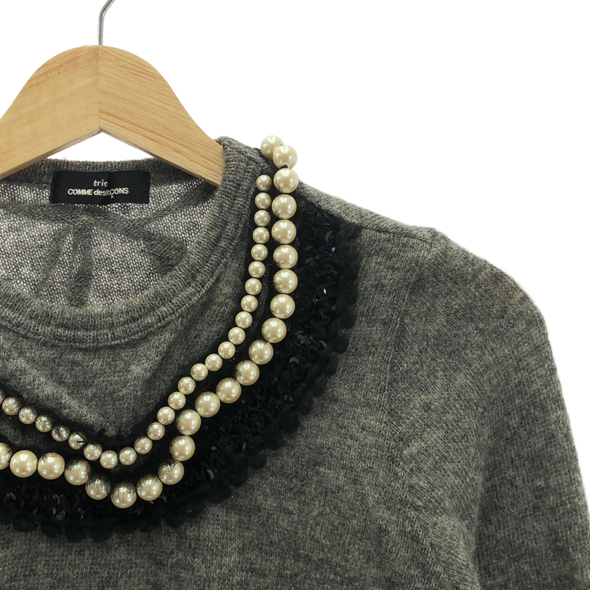 tricot COMME des GARCONS | 2006AW | 羊毛珍珠亮片針織 | F | 灰色 | 女款