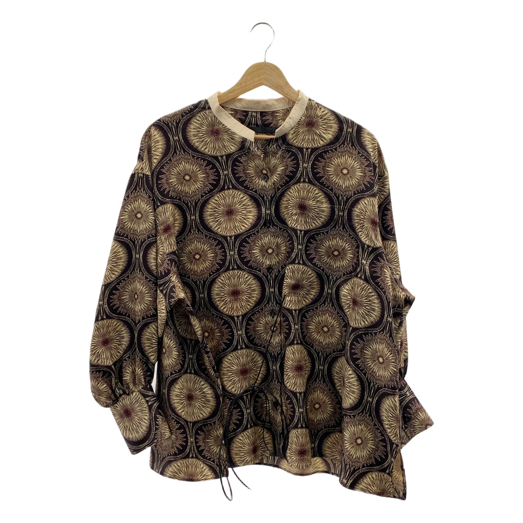 【美品】  muller of yoshiokubo / ミュラーオブヨシオクボ | 2021AW | GOURD TWILL TOP / 総柄  スタンドカラー シャツ ブラウス | 36 | ダークブラウン系 | レディース
