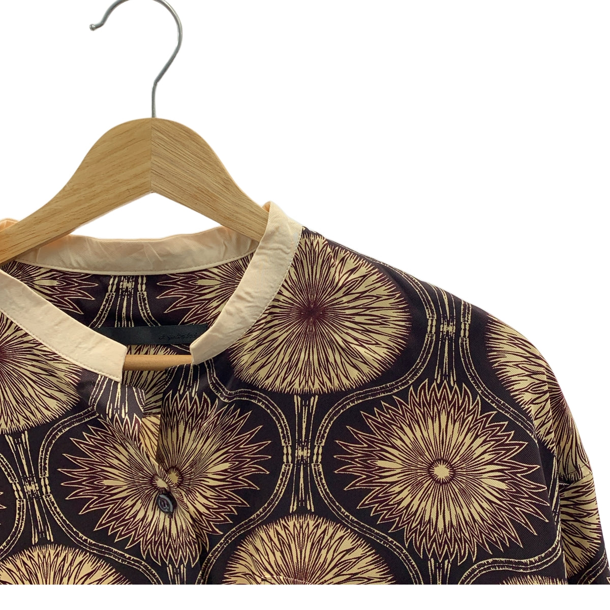 【美品】  muller of yoshiokubo / ミュラーオブヨシオクボ | 2021AW | GOURD TWILL TOP / 総柄  スタンドカラー シャツ ブラウス | 36 | ダークブラウン系 | レディース