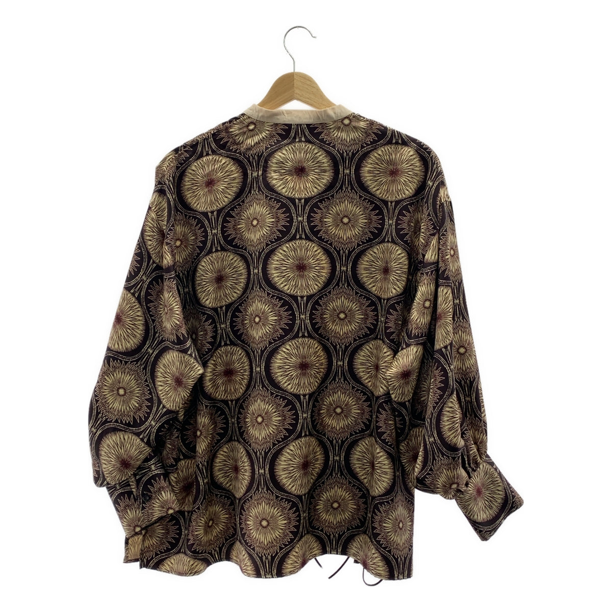 【美品】  muller of yoshiokubo / ミュラーオブヨシオクボ | 2021AW | GOURD TWILL TOP / 総柄  スタンドカラー シャツ ブラウス | 36 | ダークブラウン系 | レディース