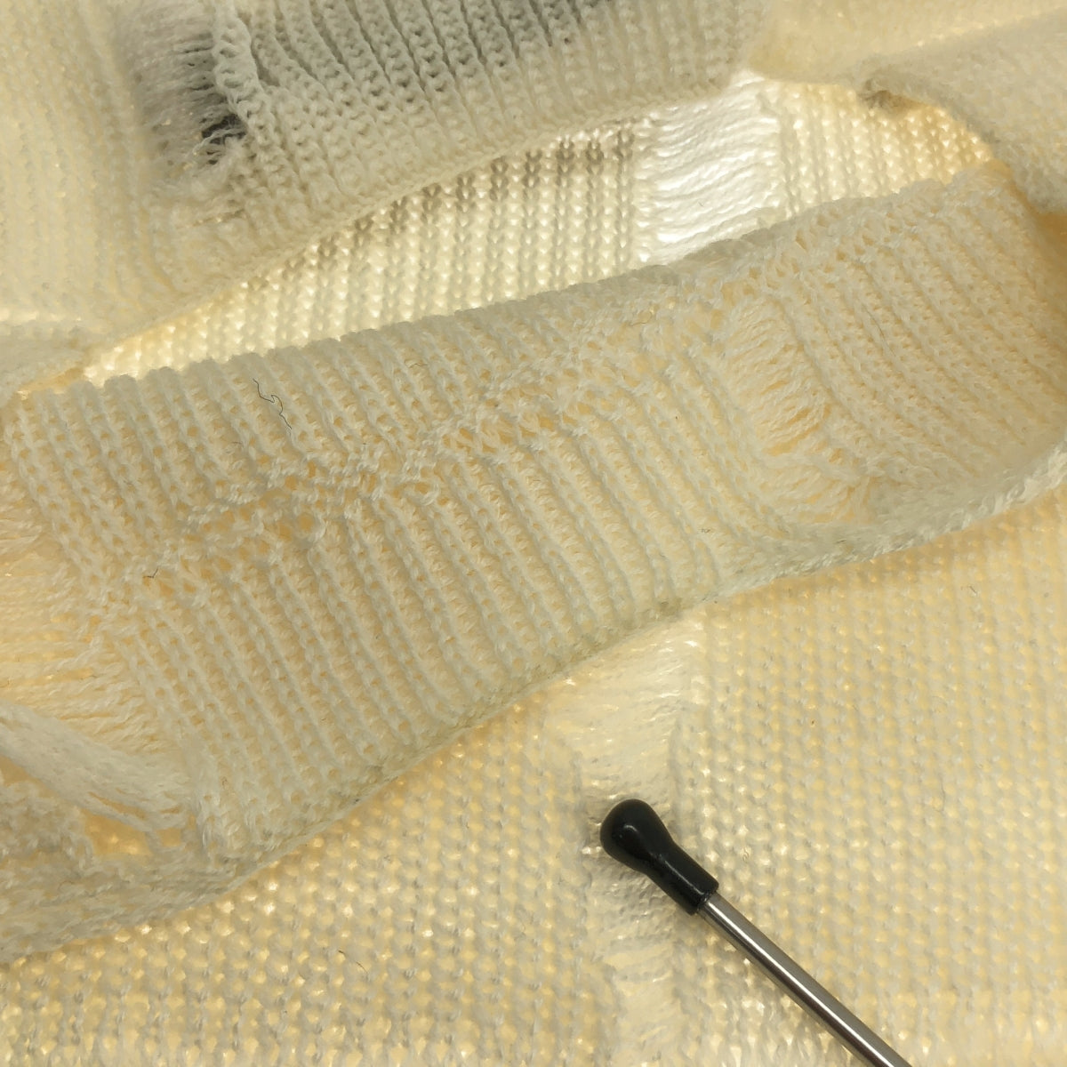 COMME des GARCONS HOMME PLUS / 콤데 갤슨 옴플루스 | 2013AW | 울 디스트로이 니트 스웨터 | M | 아이보리 | 남성