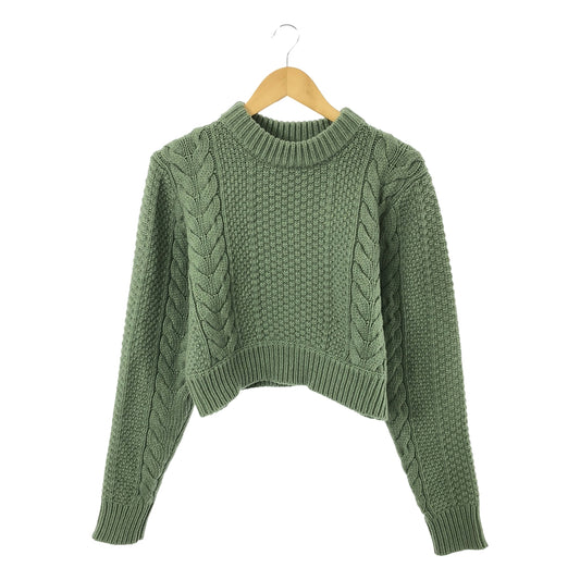 【미품】 CLANE / 크라네 | TINY CABLE KNIT TOPS / 케이블 니트 풀오버 | 1 | 그린 | 여성