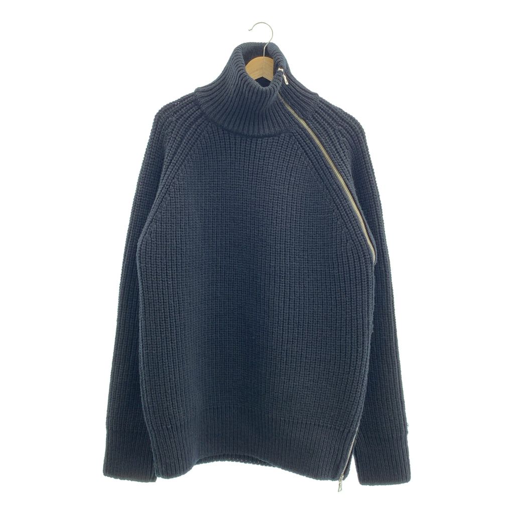 DRIES VAN NOTEN / 드리스 반 노텐 | 2024AW | SIDE ZIP MONTY MKSWEATER / 울 오버 실루엣 사이드 지퍼 하이넥 니트 스웨터 | L | 남성