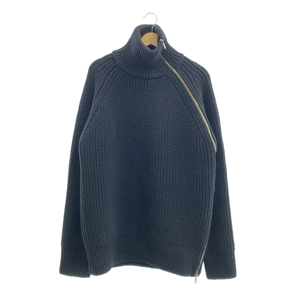 DRIES VAN NOTEN / 드리스 반 노텐 | 2024AW | SIDE ZIP MONTY MKSWEATER / 울 오버 실루엣 사이드 지퍼 하이넥 니트 스웨터 | L | 남성