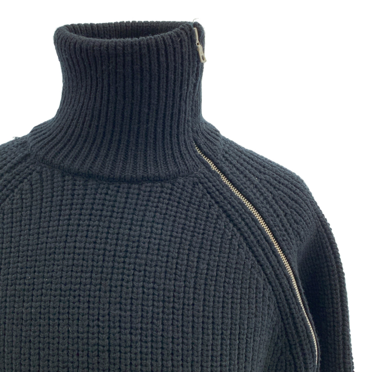DRIES VAN NOTEN / 드리스 반 노텐 | 2024AW | SIDE ZIP MONTY MKSWEATER / 울 오버 실루엣 사이드 지퍼 하이넥 니트 스웨터 | L | 남성