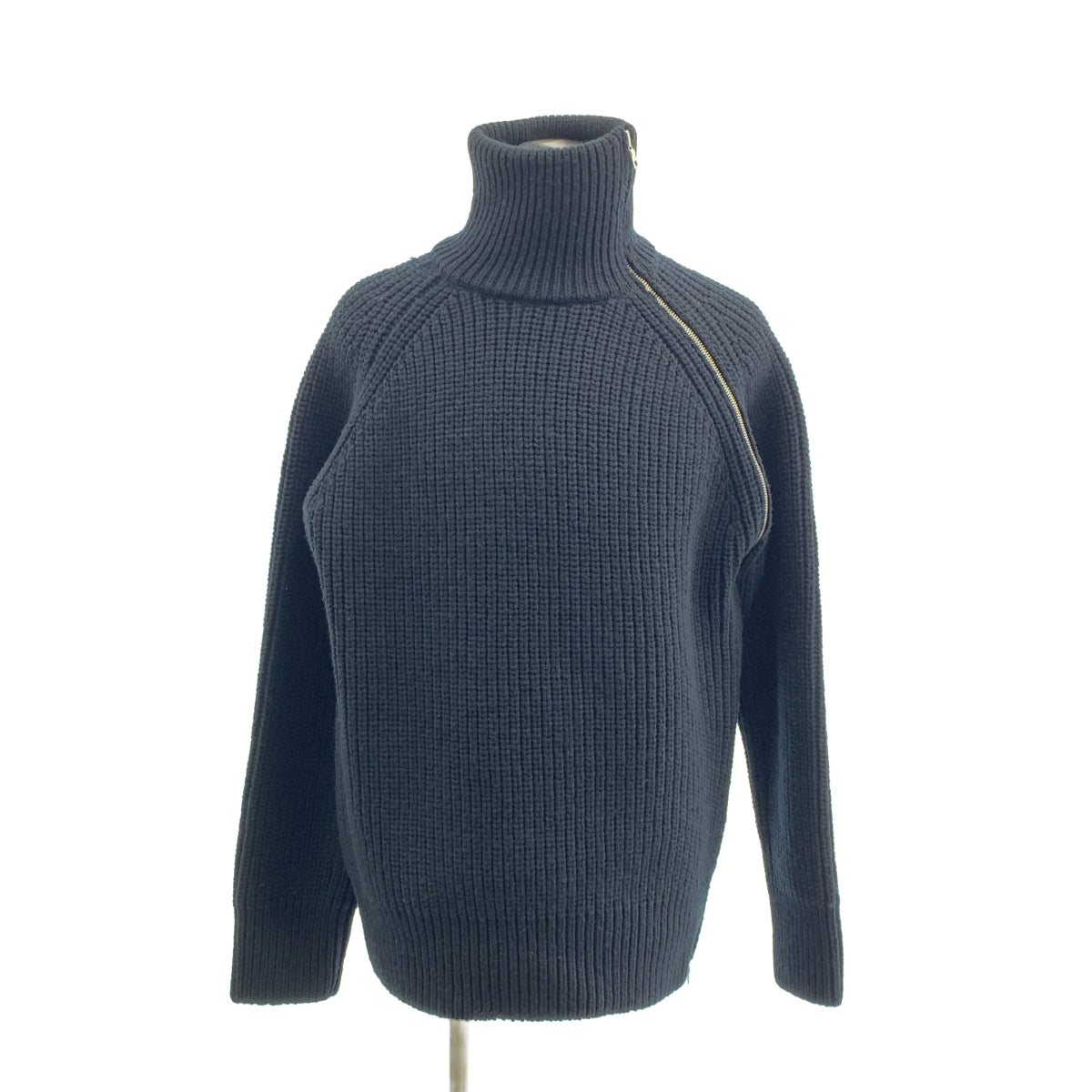 DRIES VAN NOTEN / 드리스 반 노텐 | 2024AW | SIDE ZIP MONTY MKSWEATER / 울 오버 실루엣 사이드 지퍼 하이넥 니트 스웨터 | L | 남성