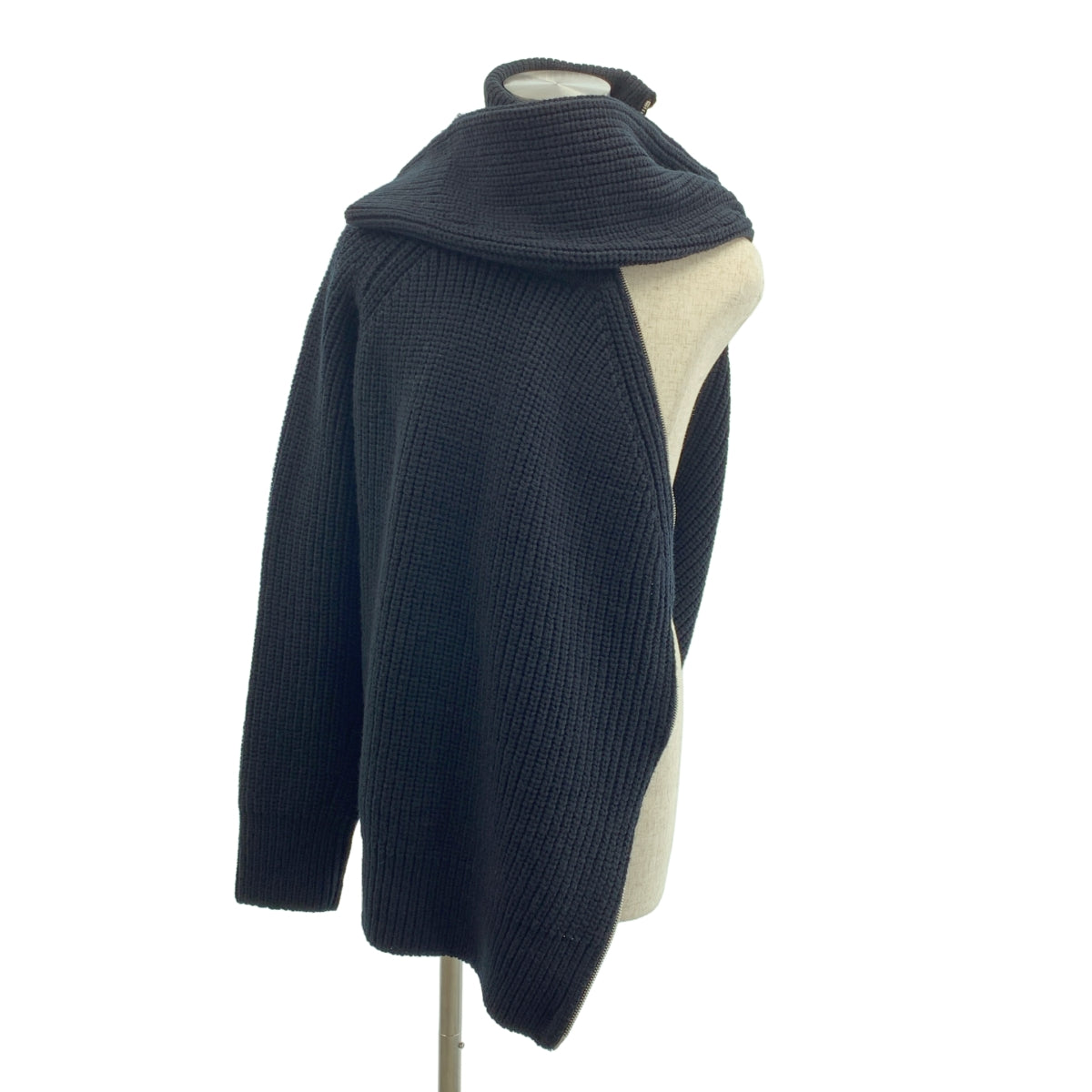 DRIES VAN NOTEN / 드리스 반 노텐 | 2024AW | SIDE ZIP MONTY MKSWEATER / 울 오버 실루엣 사이드 지퍼 하이넥 니트 스웨터 | L | 남성