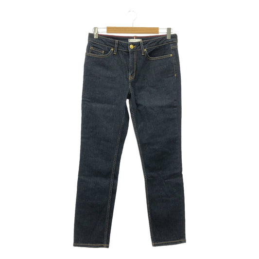 TOMMY HILFIGER | organic cotton / leather patch dark blue denim pants | size 27 | indigo | women's