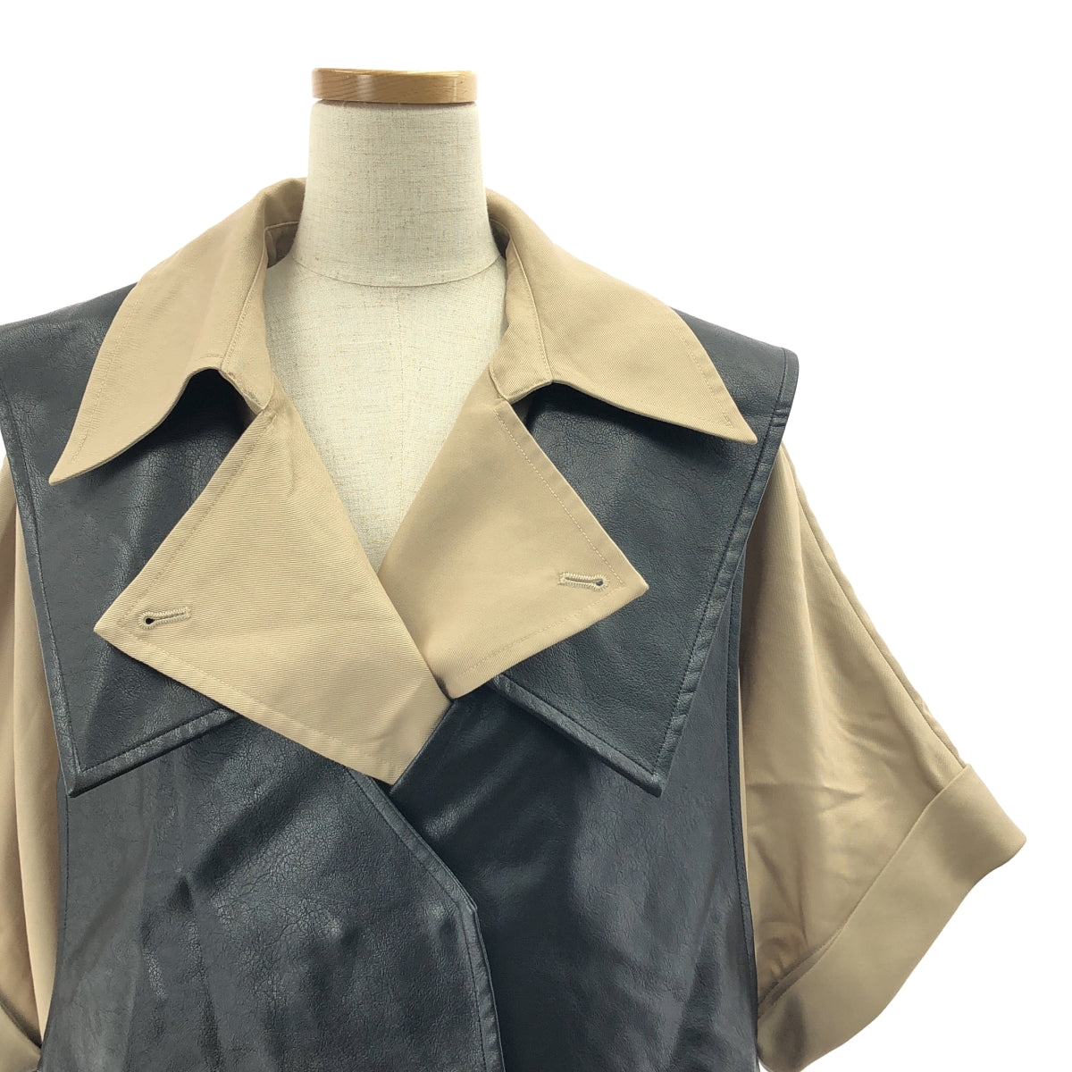 AMERI / アメリ | TRENCH MULTI WAY LONG VEST トレンチ マルチウェイ ロングベスト コート | M | ベージュ / ブラック | レディース