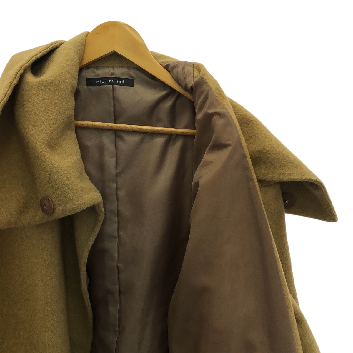 mizuiroind / ミズイロインド | ウール ビッグカラー オーバーコート / 総裏地 | F | ブラウン | レディース