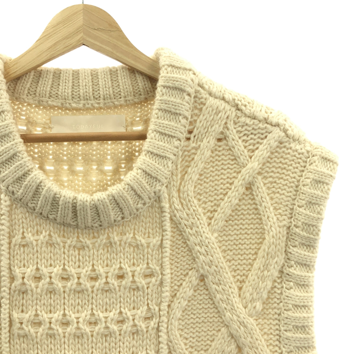 TODAYFUL / トゥデイフル | Cable Knit Vest ケーブル ウール ニット ベスト | F | アイボリー | レディース