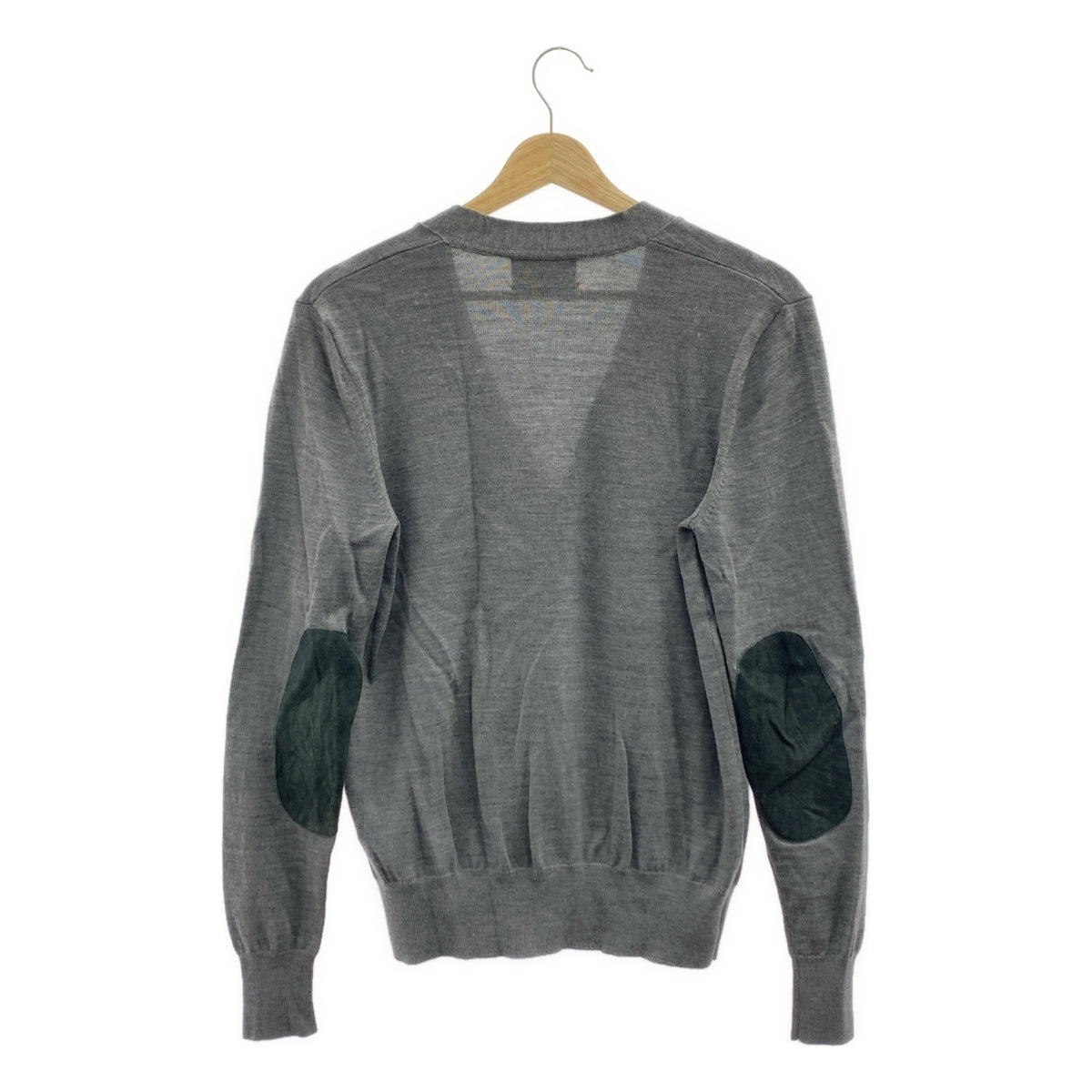 LAD BY DEMYLEE / 래드 바이 데밀리 | × Rohn Herman / 론 허먼 별주 울 엘보 패치 하이 게이지 V 넥 니트 카디건 | 그레이 | 남성