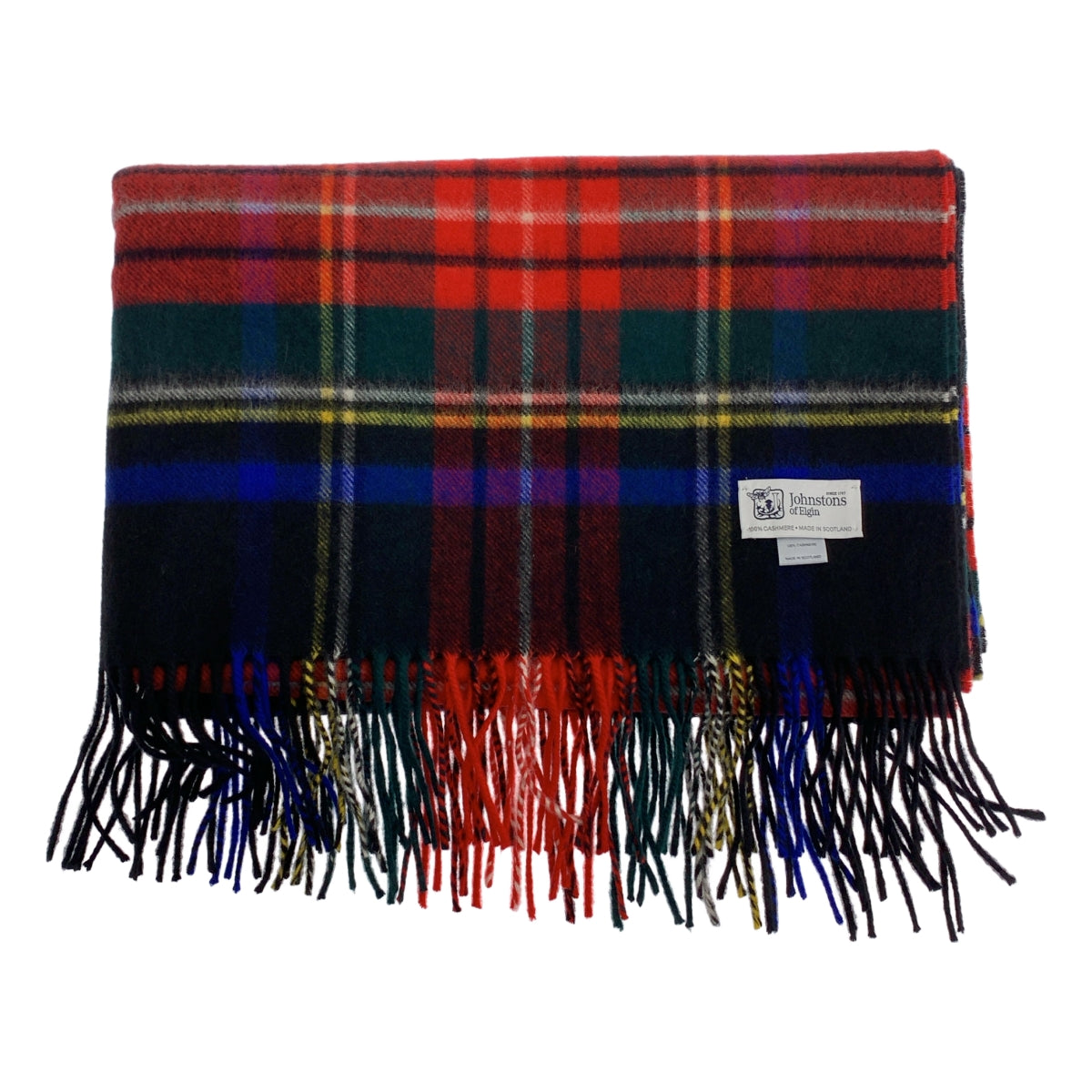 JOHNSTONS OF ELGIN / 존스턴스 오브 엘건 | 체크 캐시미어 프린지 롱스톨 |