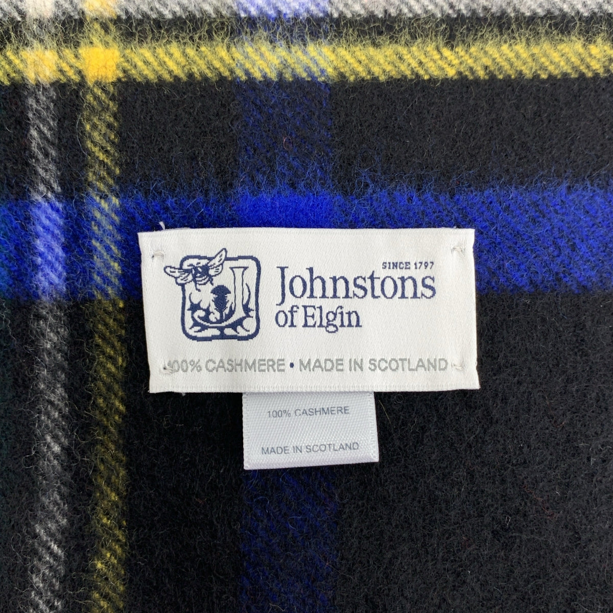 JOHNSTONS OF ELGIN / 존스턴스 오브 엘건 | 체크 캐시미어 프린지 롱스톨 |