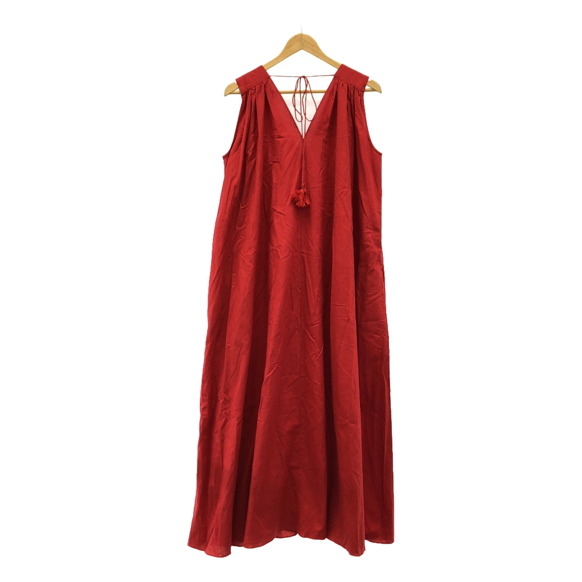 KEITA MARUYAMA / Keita Maruyama | Linen blend V-neck sleeveless wide dress | 1 | Women's