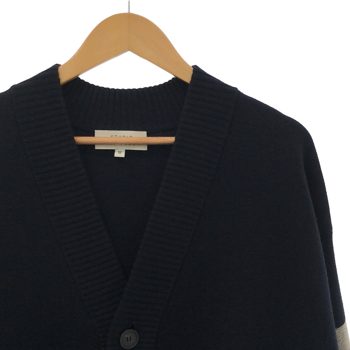 Studio Nicholson | 2022SS | ALPHA 7GG MERINO STRIPE SLEEVE CARDIGAN Merino wool sleeve line cardigan | M | Dark navy | Men's