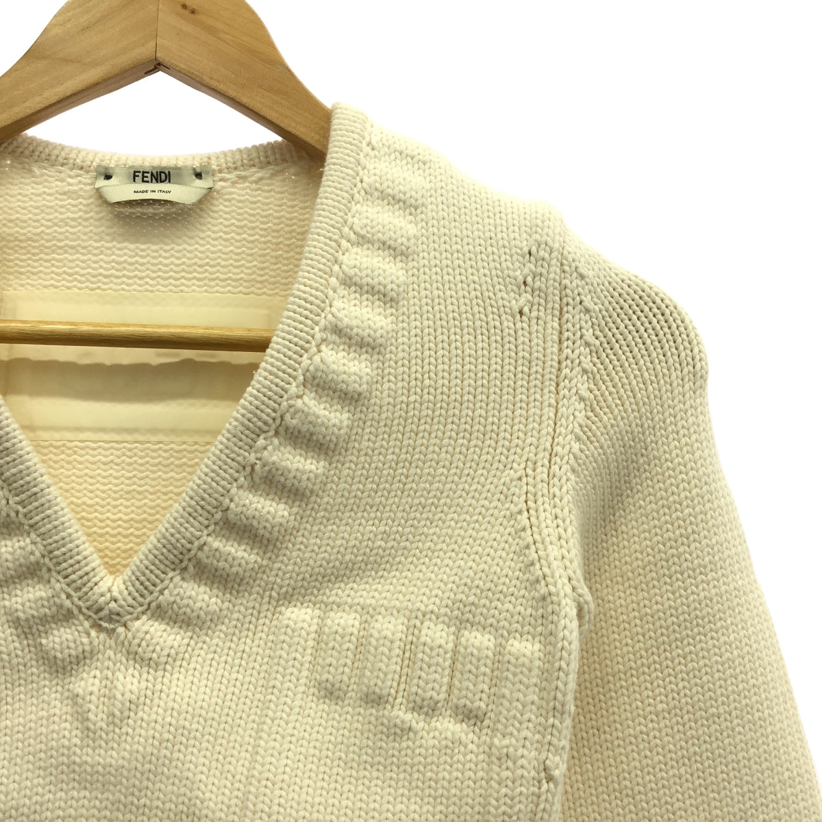 FENDI / フェンディ | コットン フェイクポケット Vネック ニット | 36