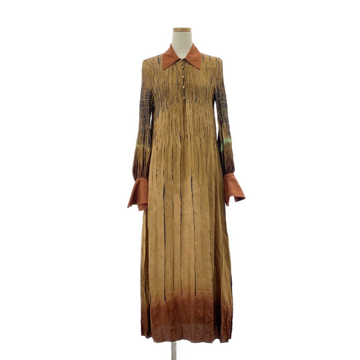 Mame Kurogouchi / 마메쿠로고우치 | 2023SS | Arimatsu Shibori Ombre Dyed Silk Shirt Dress 아리마츠 조리개 실크 셔츠 원피스 | 2 |