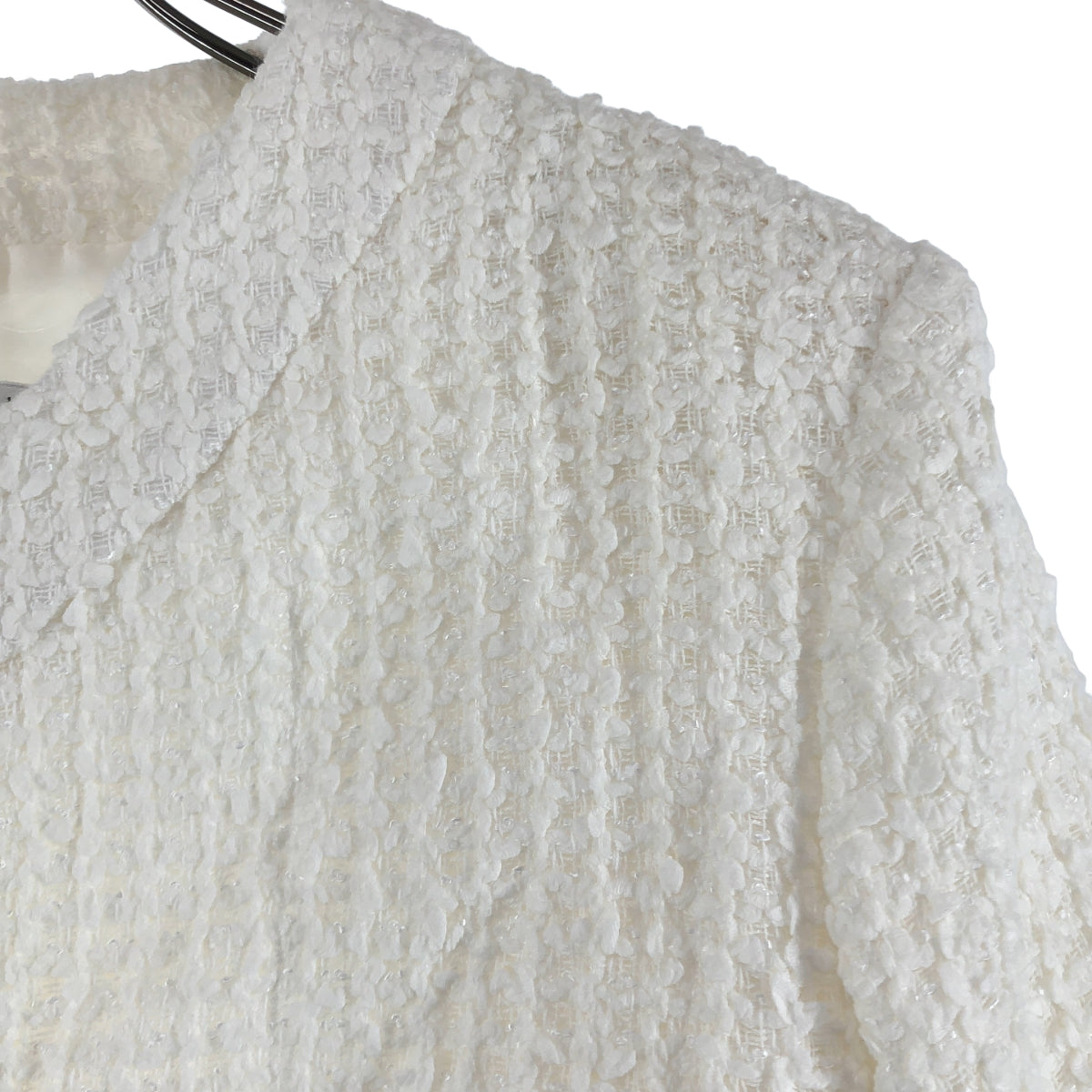 CHANEL / 샤넬 | 2023SS | 코코 마크 버튼 코튼 트위드 노 컬러 재킷 | 34 | 여성