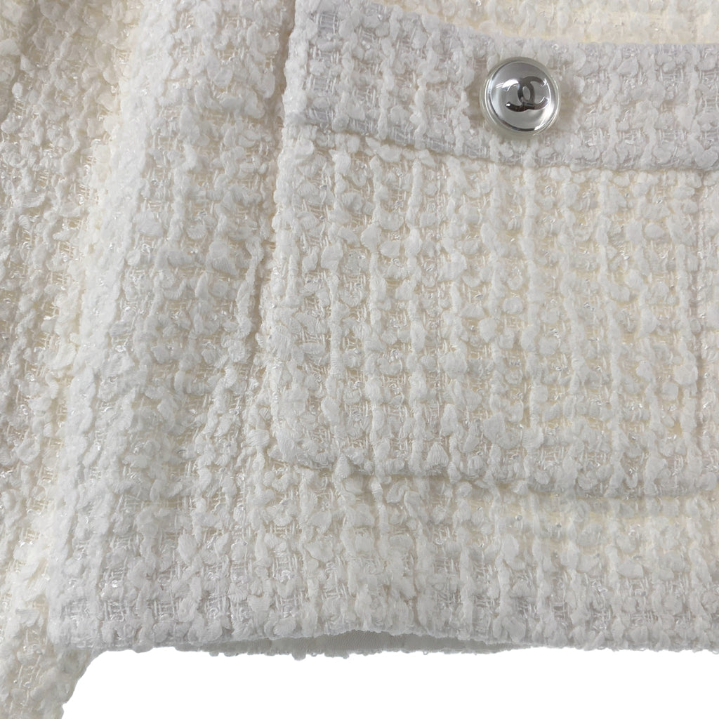 CHANEL / 샤넬 | 2023SS | 코코 마크 버튼 코튼 트위드 노 컬러 재킷 | 34 | 여성