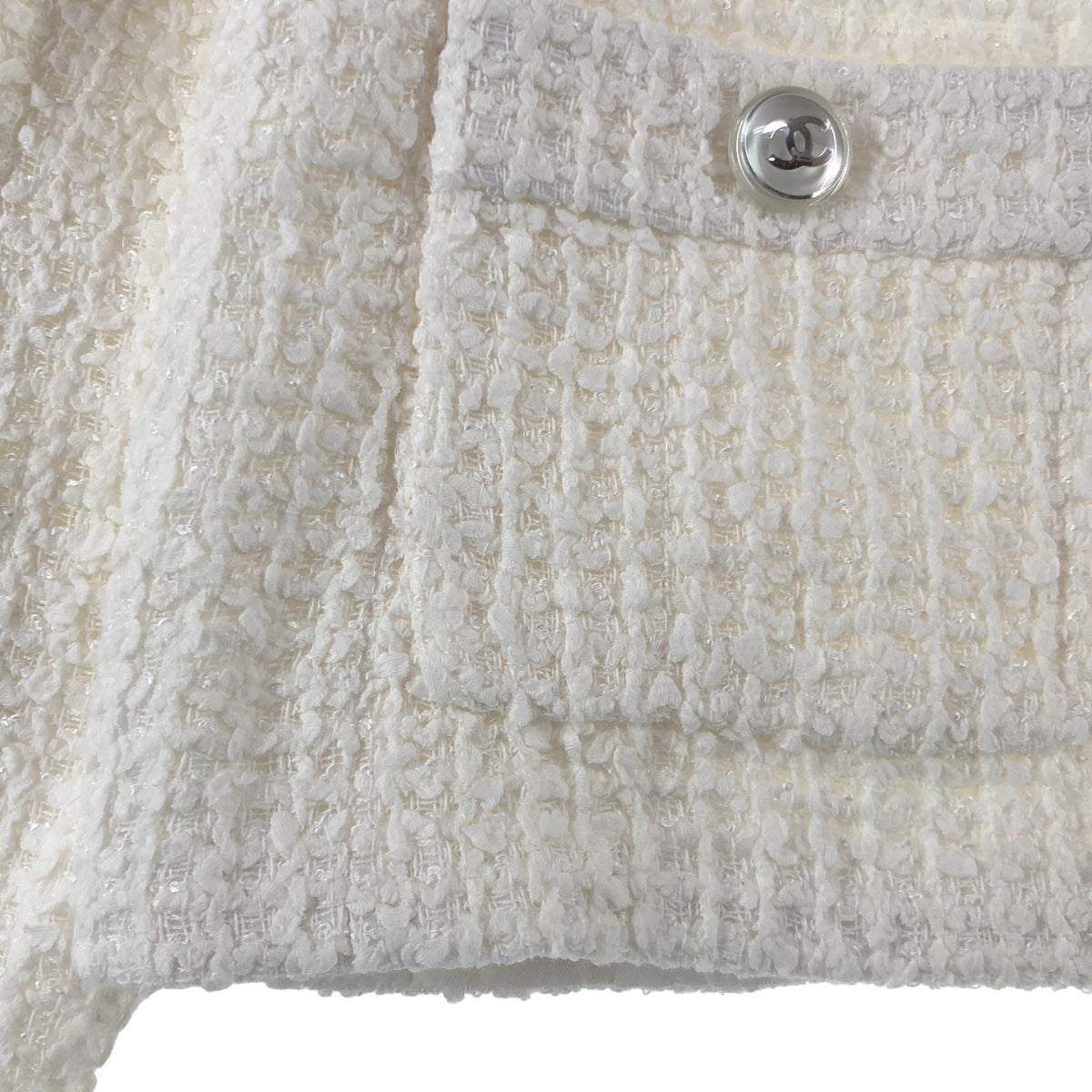 CHANEL / 샤넬 | 2023SS | 코코 마크 버튼 코튼 트위드 노 컬러 재킷 | 34 | 여성