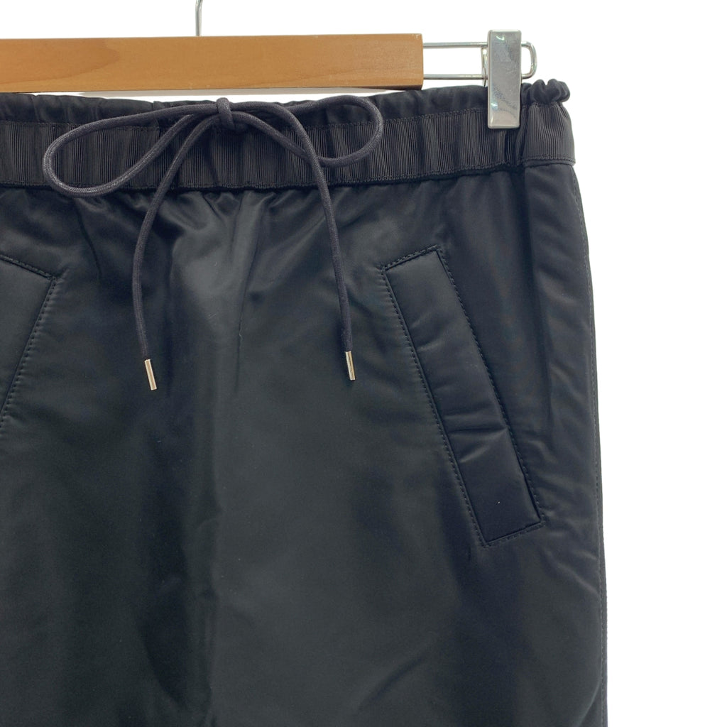 【미품】 sacai / 사카이 | Nylon Twill Skirt 사이드 Zip 주름 롱 스커트 | 1 | 블랙 | 여성