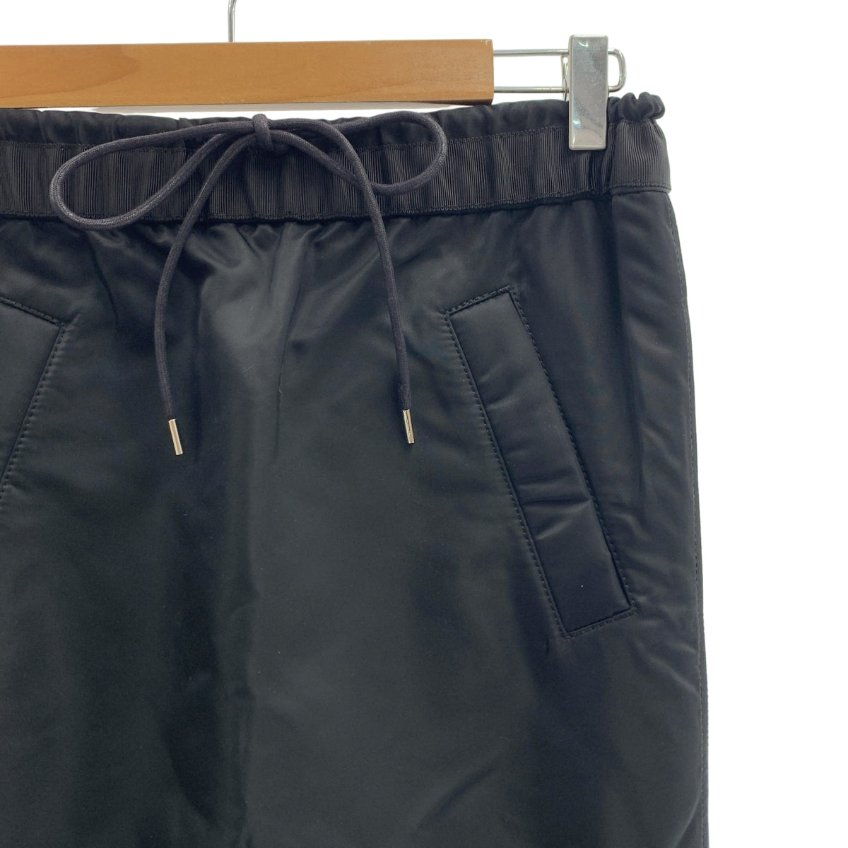 【미품】 sacai / 사카이 | Nylon Twill Skirt 사이드 Zip 주름 롱 스커트 | 1 | 블랙 | 여성