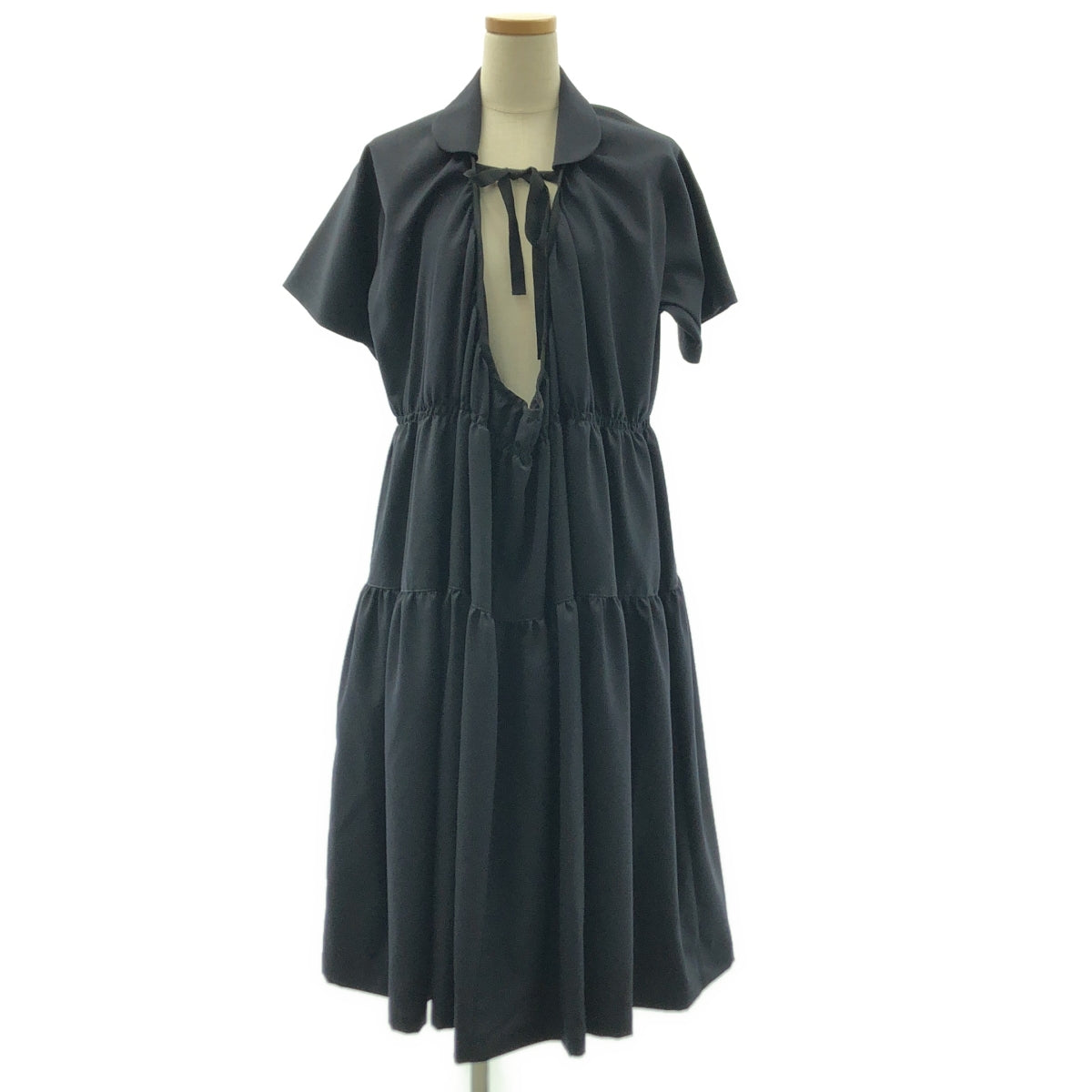 【미품】 tricot COMME des GARCONS / 토리코 콤 데 갤슨 | 2020SS | 변형 원 칼라 개더 볼륨 원피스 |