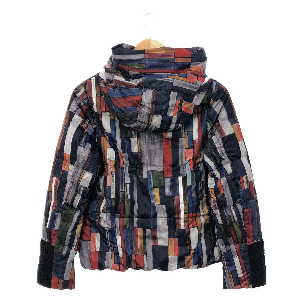 [Good Condition] YOSOOU | Mixed Material Knit Pocket All-Over Print Down Jacket Hoodie | 2 | Multicolor | Women's