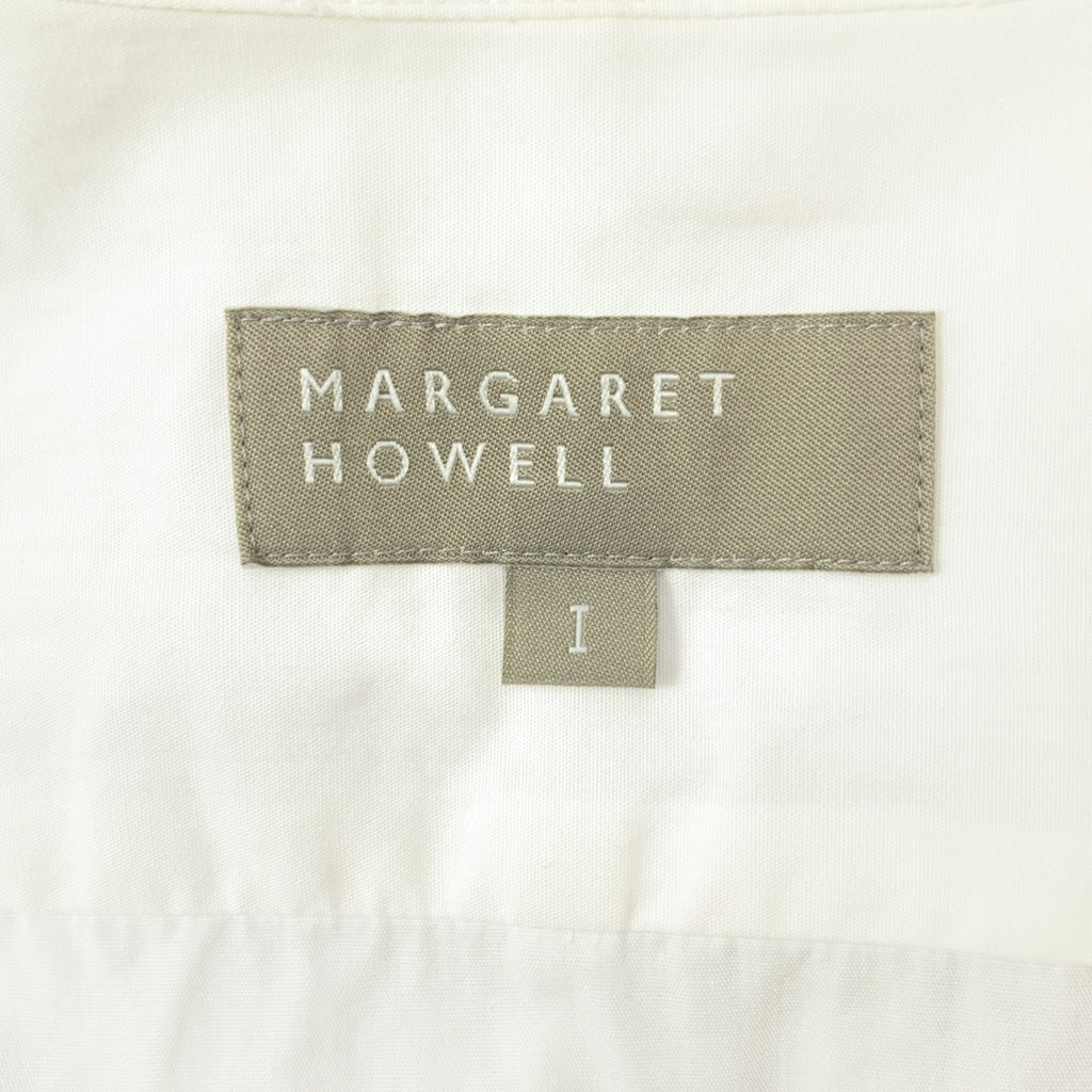 MARGARET HOWELL / マーガレットハウエル | コットン ストライプ切替 バンドカラーシャツ | 1 |