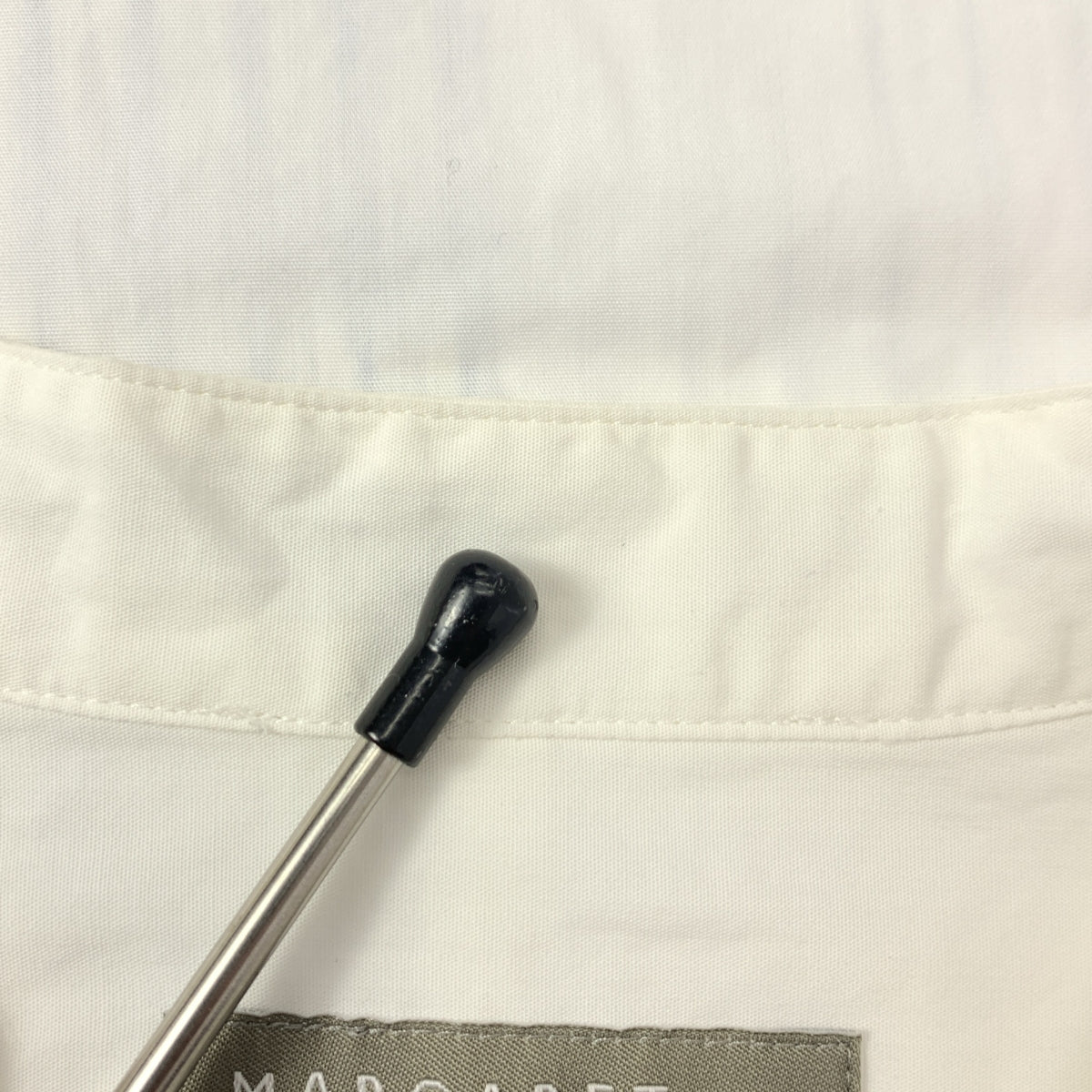 MARGARET HOWELL / マーガレットハウエル | コットン ストライプ切替 バンドカラーシャツ | 1 |