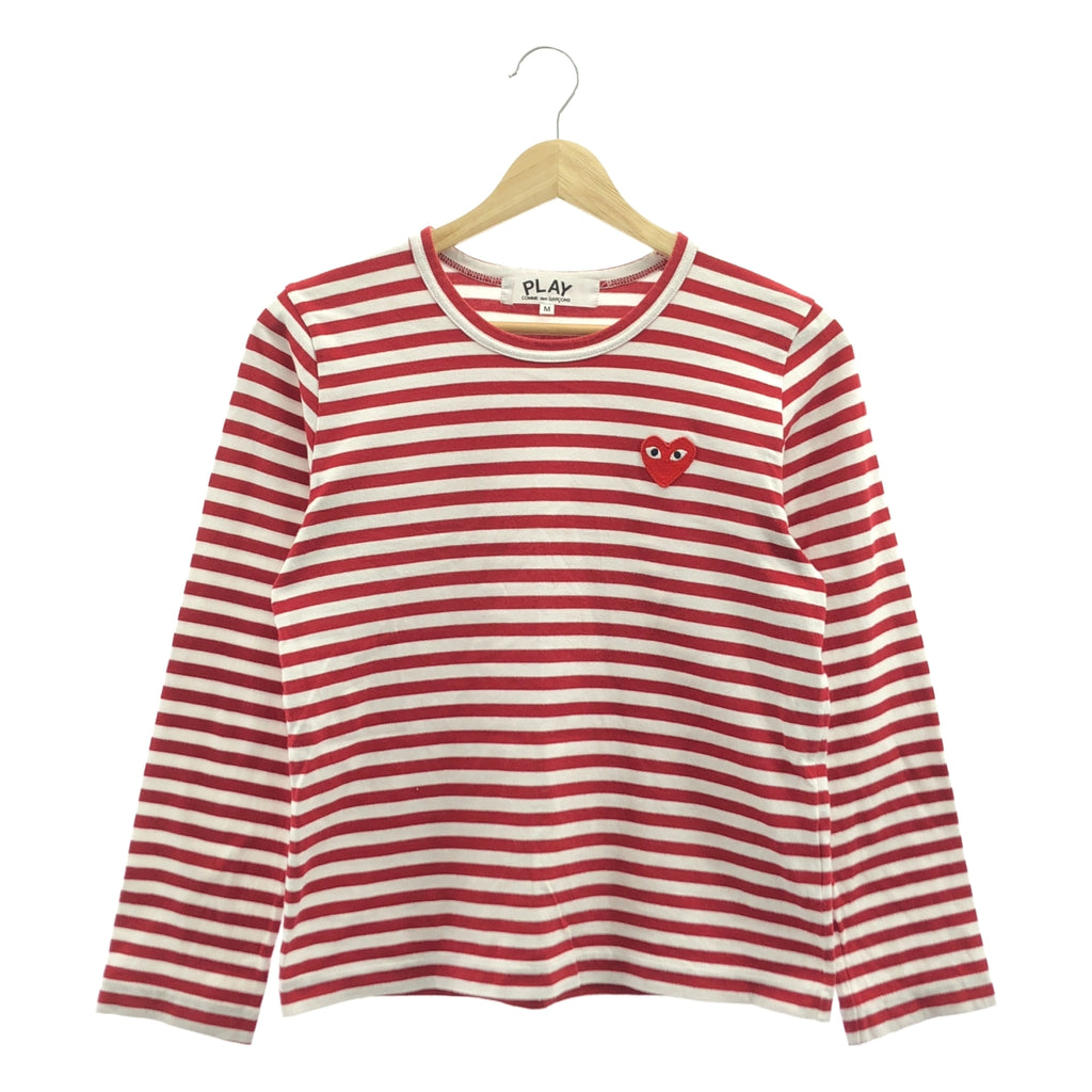 PLAY COMME des GARCONS / プレイコムデギャルソン | AD2018/4 | コットン ハート ワッペン ボーダー カットソー | M |
