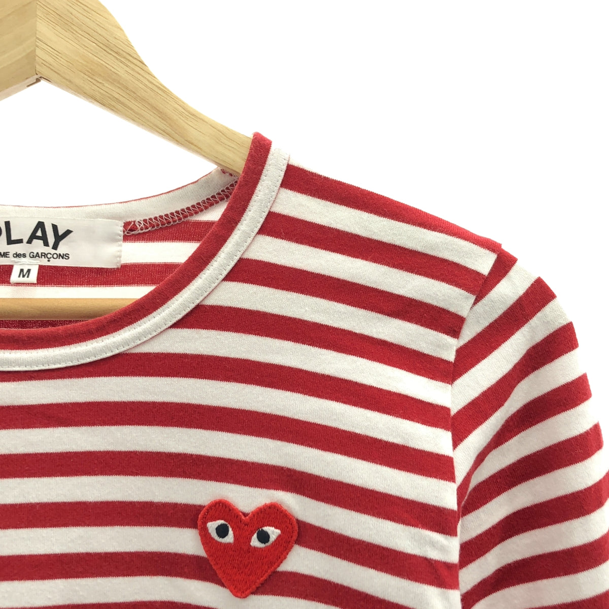 PLAY COMME des GARCONS / プレイコムデギャルソン | AD2018/4 | コットン ハート ワッペン ボーダー カットソー | M |