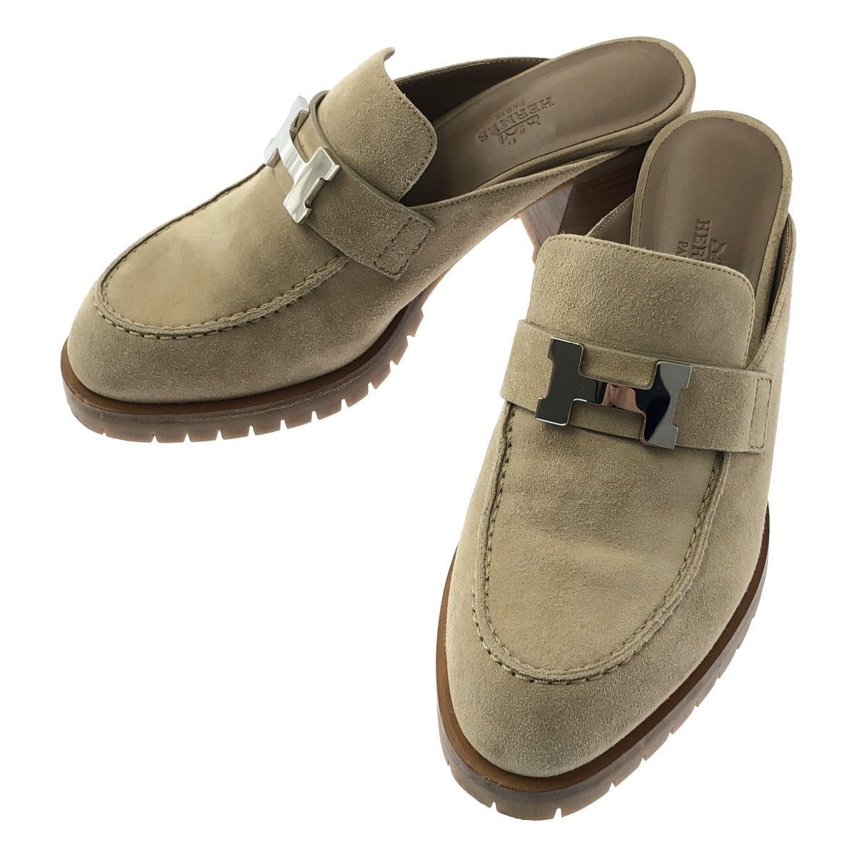 HERMES / 헤르메스 | H 로고 플로르 콘스탄스 뮬 샌들 | 35 1/2 | 베이지/실버 | 여성