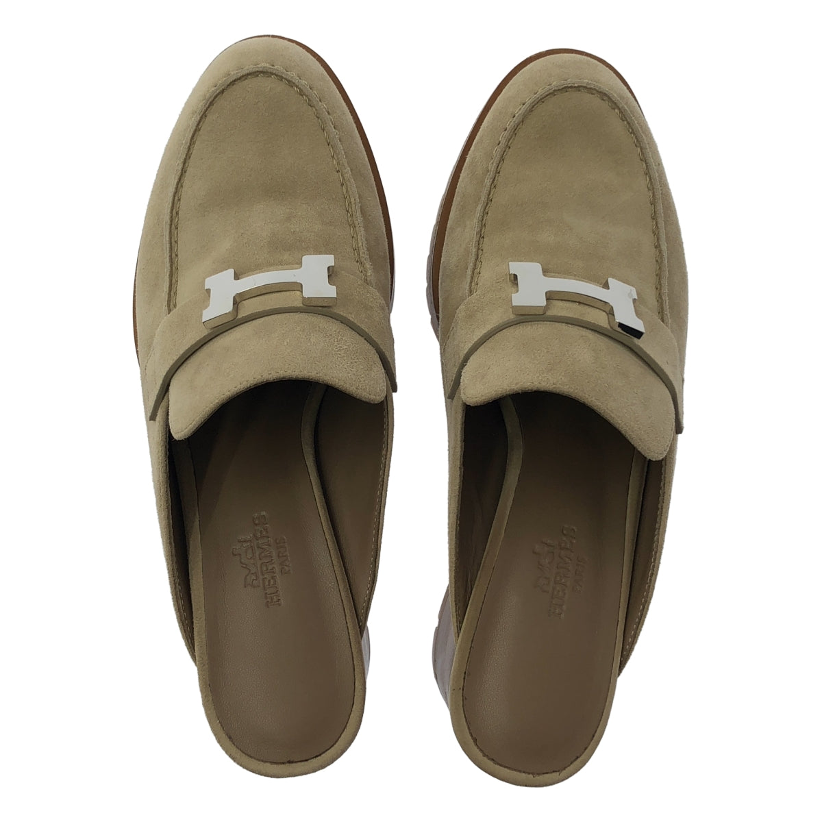 HERMES / 헤르메스 | H 로고 플로르 콘스탄스 뮬 샌들 | 35 1/2 | 베이지/실버 | 여성