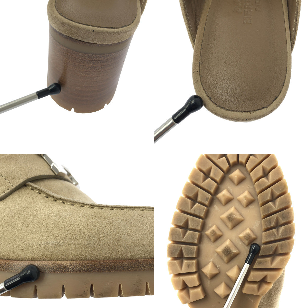 HERMES / エルメス | Hロゴ フロール コンスタンス ミュール サンダル | 35 1/2 | ベージュ/シルバー | レディース