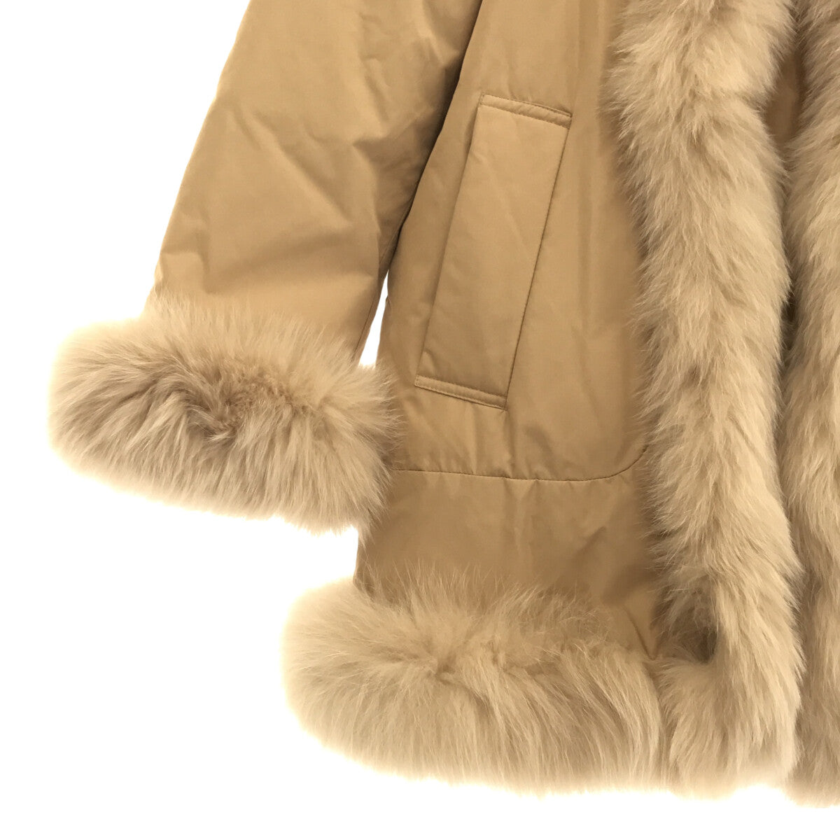 [New] GRACE CONTINENTAL | FOX fur-trimmed down coat | Size 38 | Beige | Women's