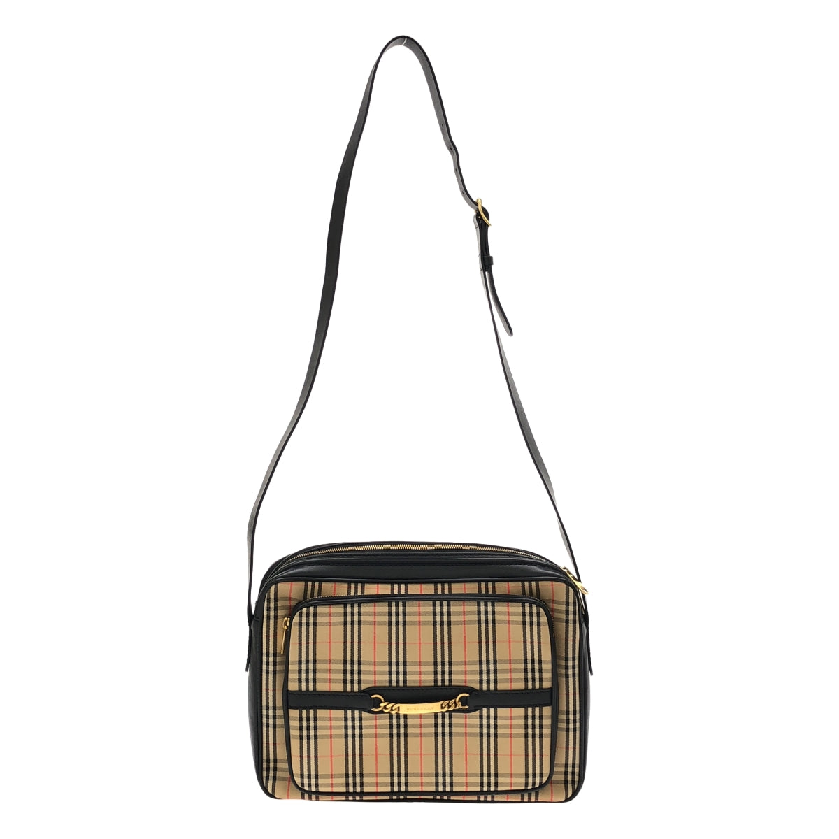 【미품】 Burberry / 버버리 | 가죽 전환 로고 쇠장식 노바 체크 숄더백 / 유니섹스 | 베이지 | 남성