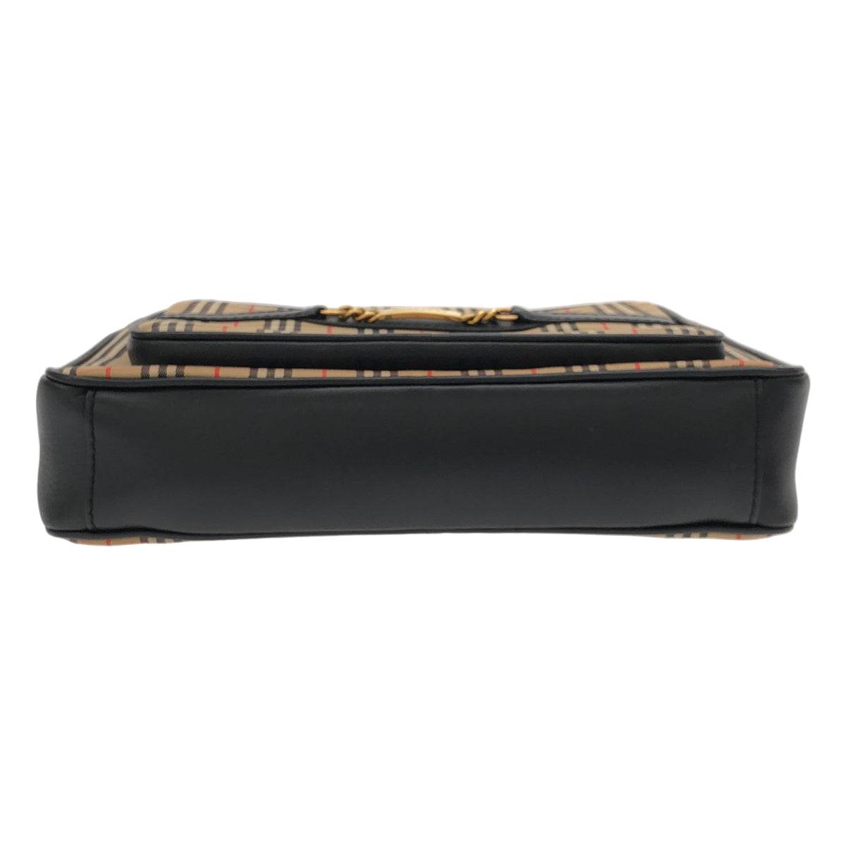 [狀況極佳] 博柏利 | 皮革鑲邊、標誌覆層、Nova 格紋單肩包 | 男女通用 | 米色 | 男士