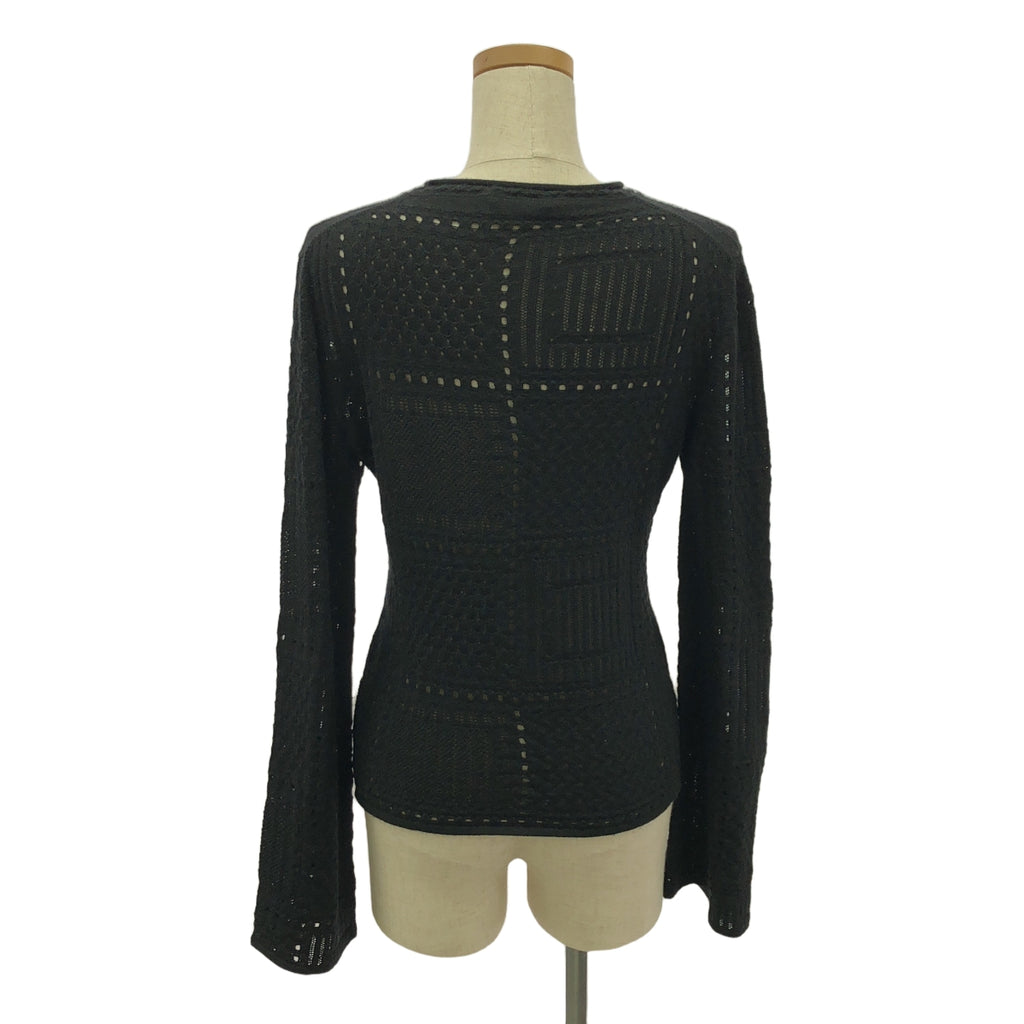 【美品】  Chloe / クロエ | パンチング クルーネック ロングスリーブ ニット | S | ブラック | レディース
