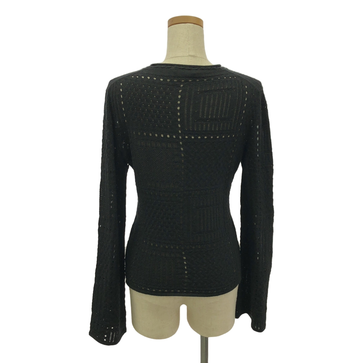 【美品】  Chloe / クロエ | パンチング クルーネック ロングスリーブ ニット | S | ブラック | レディース